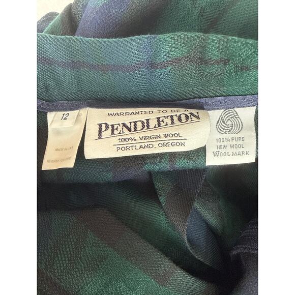 Vintage Pendleton green  plaid wool tartan maxi skirt women’s 12 - Picture 7 of 7